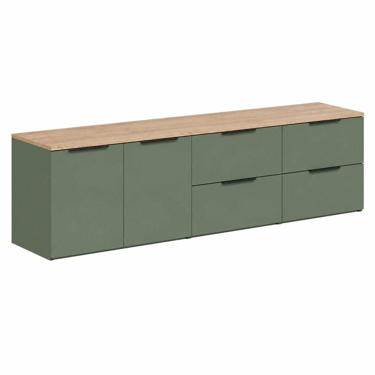 Livinity Parete attrezzata soggiorno Piave, Verde, 3 parti