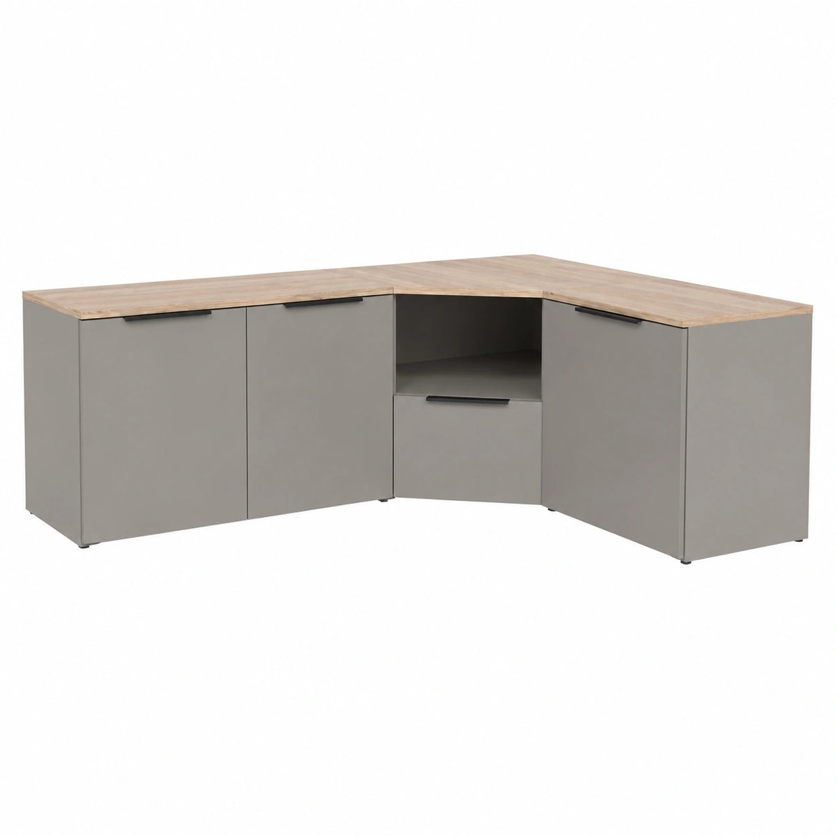 Livinity Parete attrezzata soggiorno Piave, Grigio, 3 parti