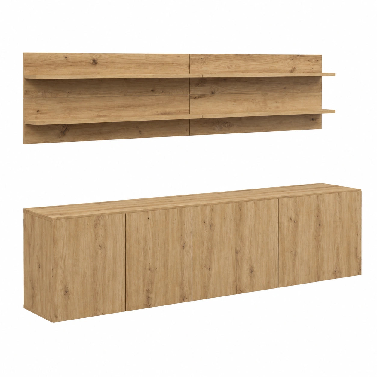 Mobile TV da Parete 6 Pezzi Rovere Legno Multistrato, Mobile porta TV salvaspazio per soggiorno con 4 ripiani e 4 ante, ideale per organizzare