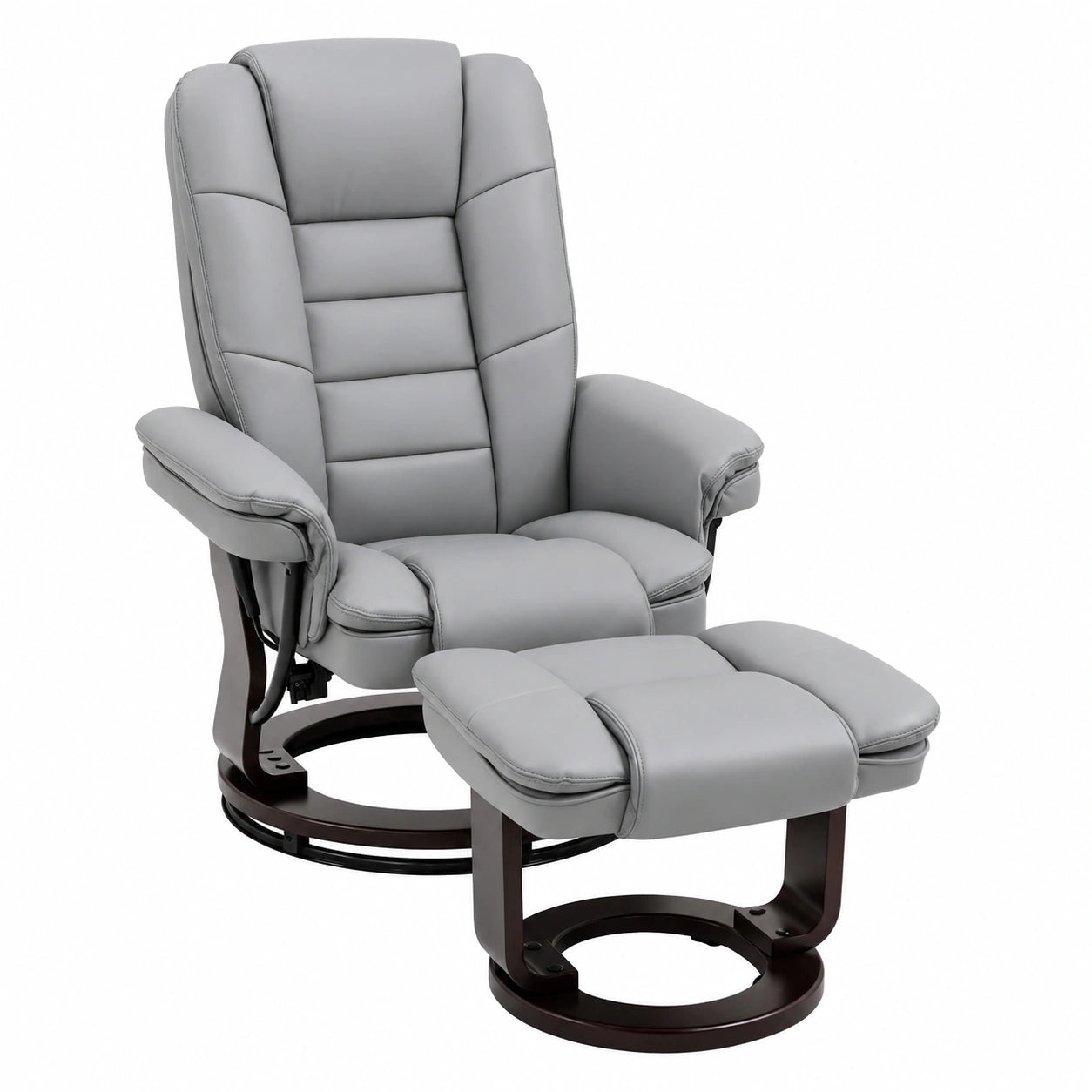 Poltrona con Poggiapiedi Reclinabile 135°, Poltrona Relax Ergonomica Girevole con Pouf, Poggiatesta e Braccioli in Pelle PU per Camera, Ufficio