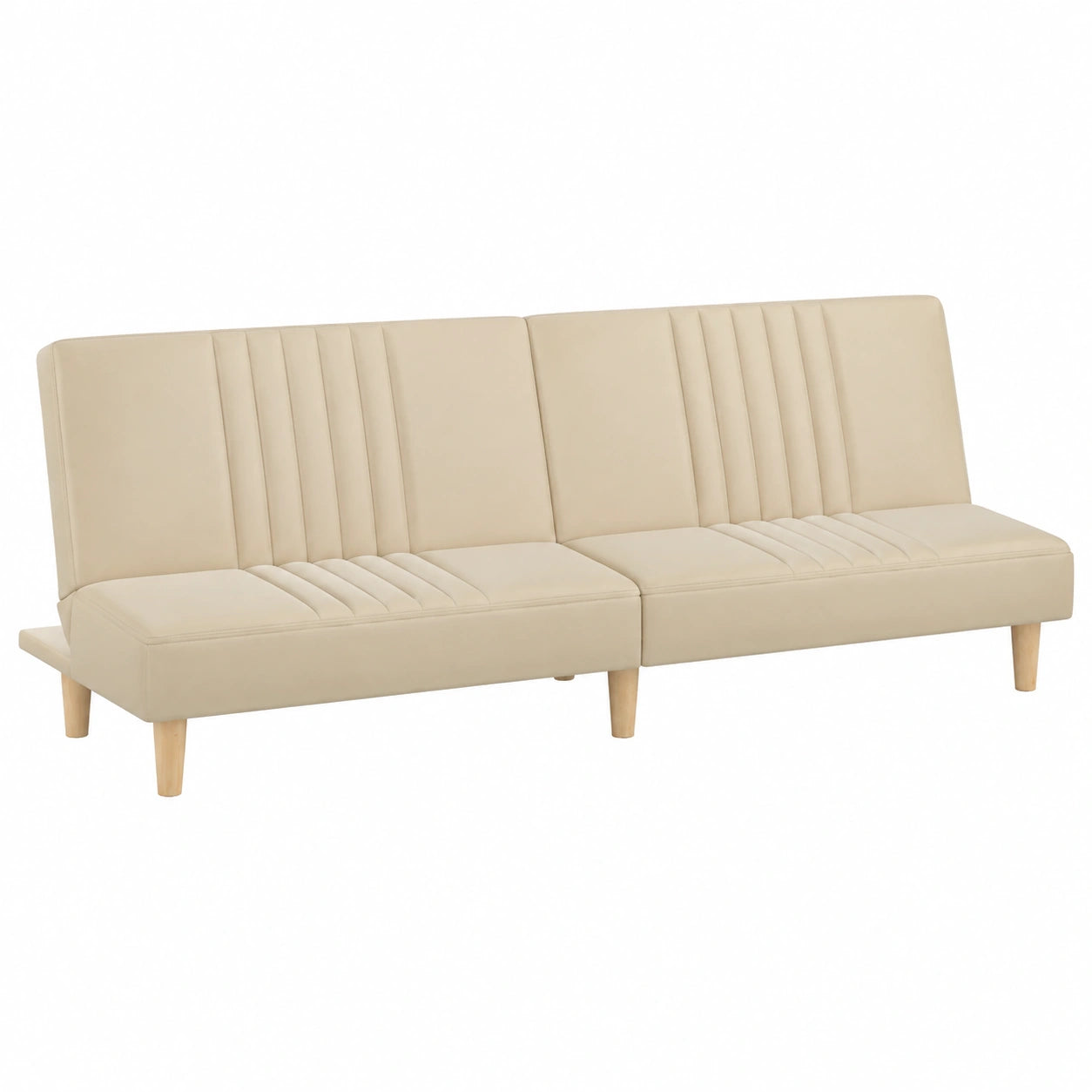 Divano letto in tessuto crema, schienale regolabile, larghezza 200 cm, comodo divano letto per ospiti, robusto set di mobili per soggiorno
