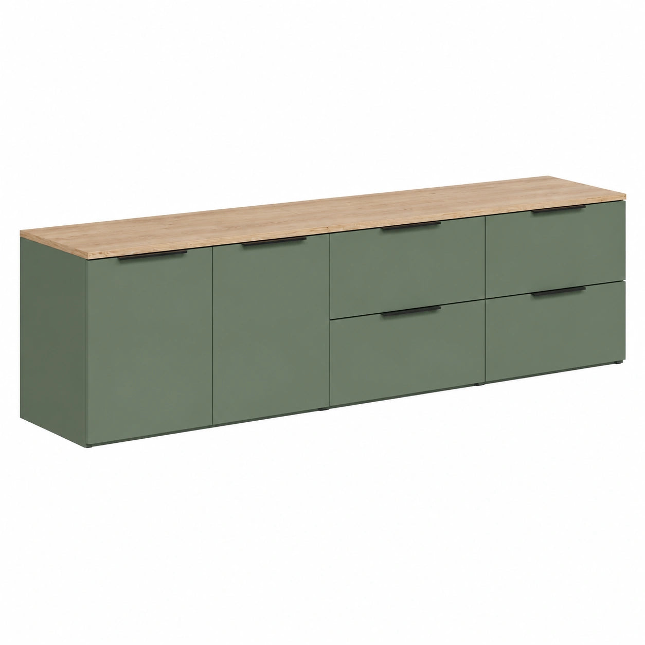 Livinity Parete attrezzata soggiorno Piave, Verde, 3 parti