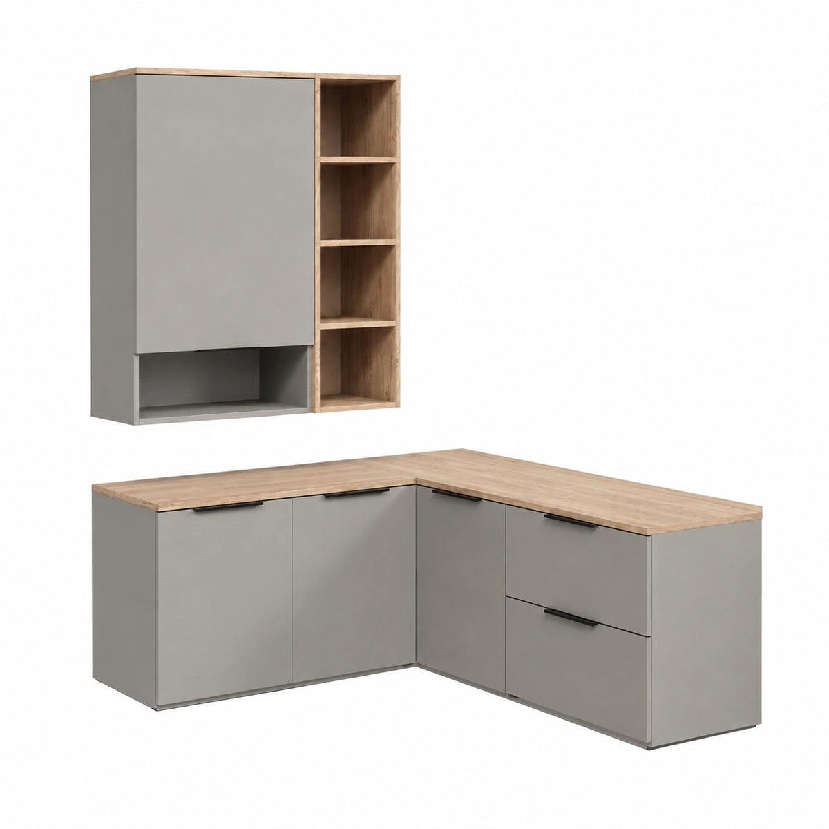 Livinity Parete attrezzata soggiorno Piave, Grigio, 5 parti