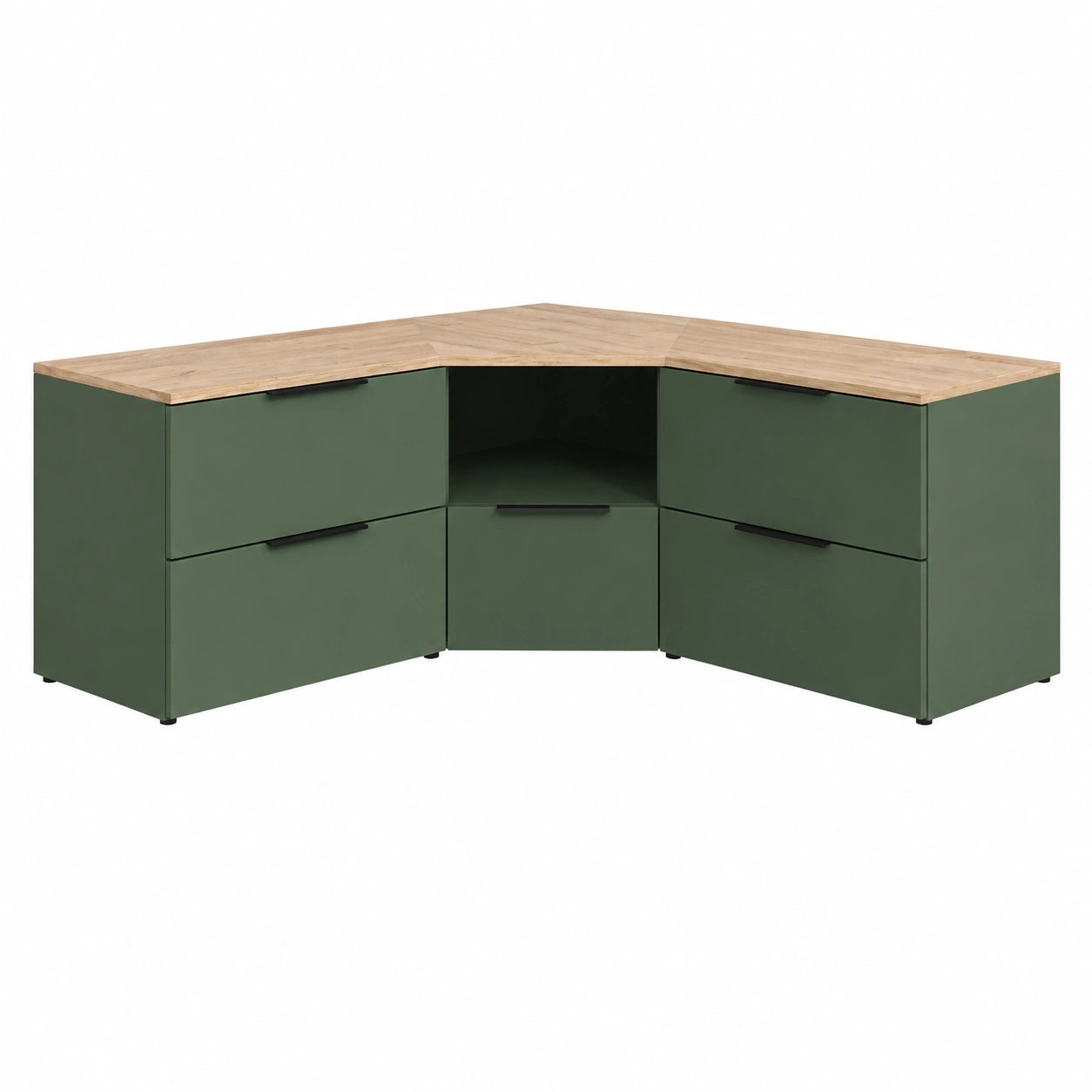 Livinity Parete attrezzata soggiorno Piave, Verde, 3 parti