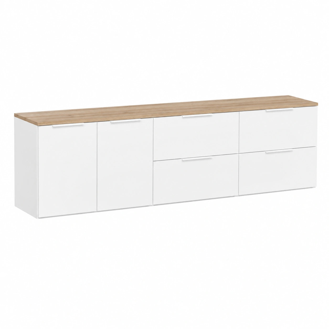 Livinity Parete attrezzata soggiorno Piave, Bianco, Sonoma, 3 parti