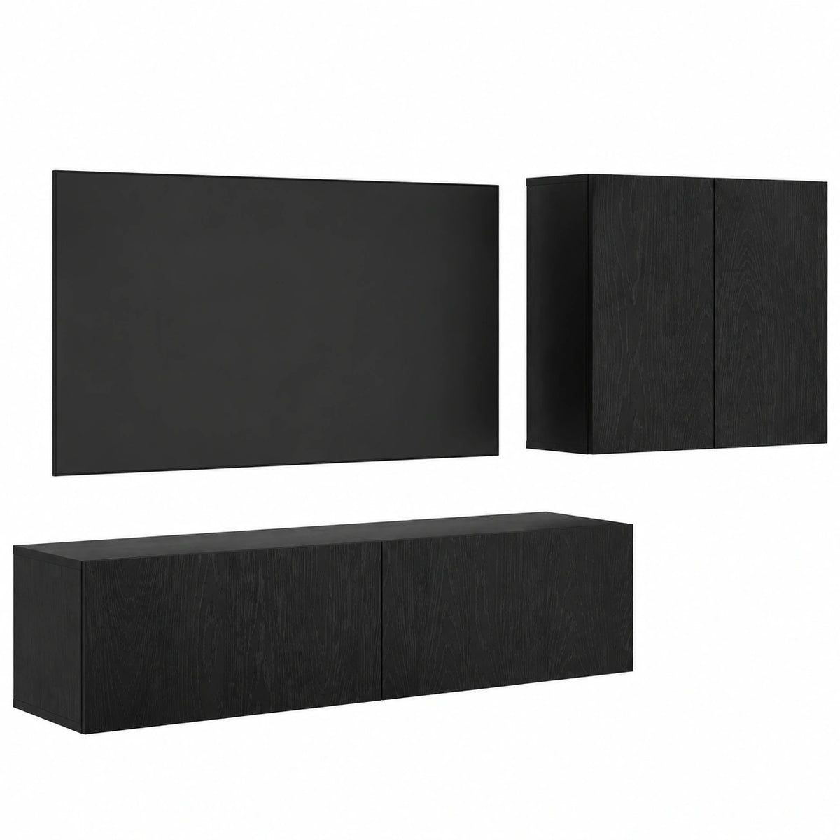 Set di mobili per TV, montaggio a parete, effetto rovere, in legno, 120 × 30 × 30 cm