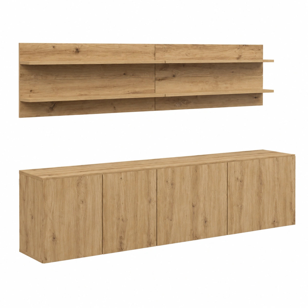 Mobile TV da Parete 6 Pezzi Rovere Legno Multistrato, Mobile porta TV salvaspazio per soggiorno con 4 ripiani e 4 ante, ideale per organizzare