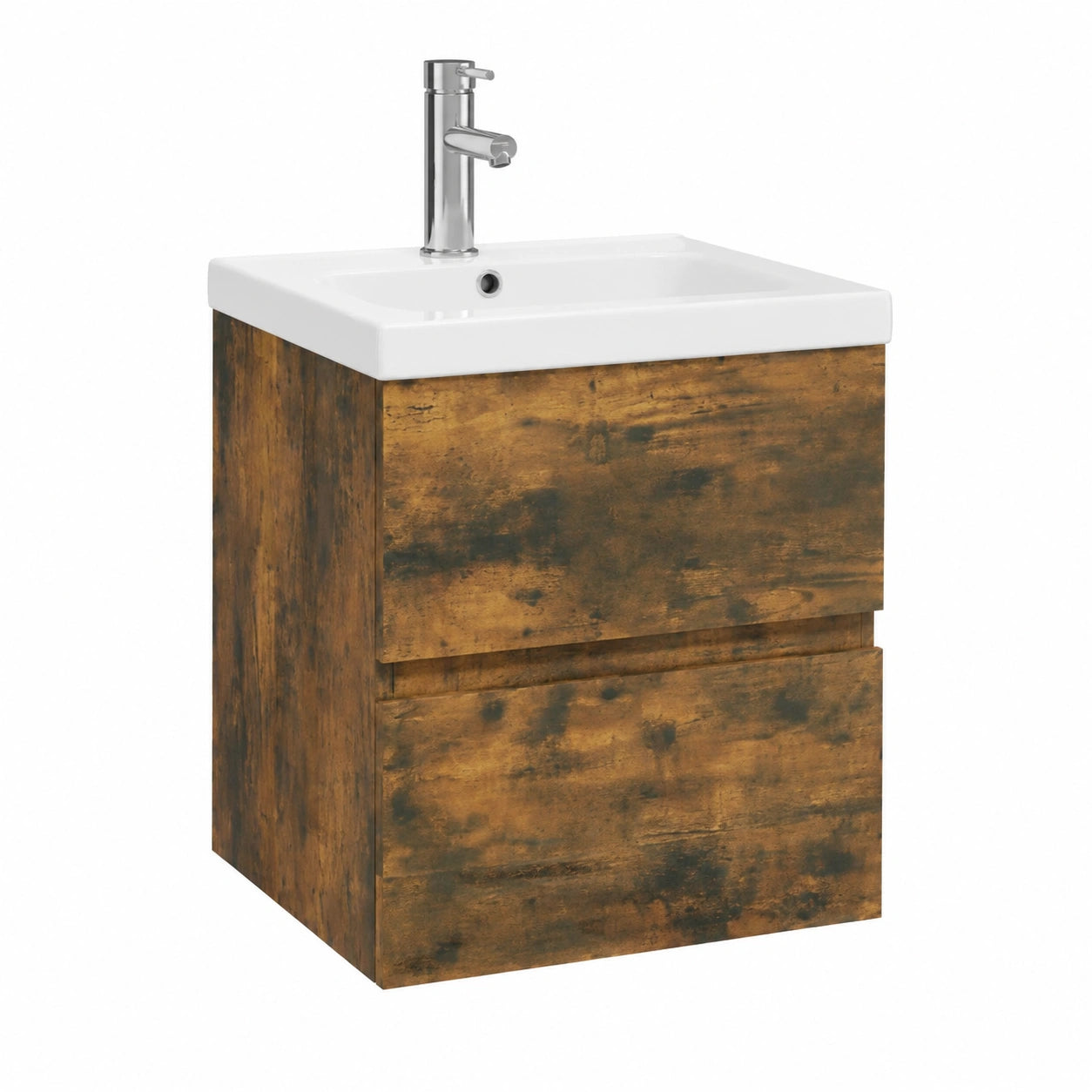 Lavandino Bagno Con Mobiletto, set Mobili Bagno Completoset Di Mobili Da Bagno Rovere Fumo In Legno Multistratoadatto Per Bagno, Corridoio, Toilette