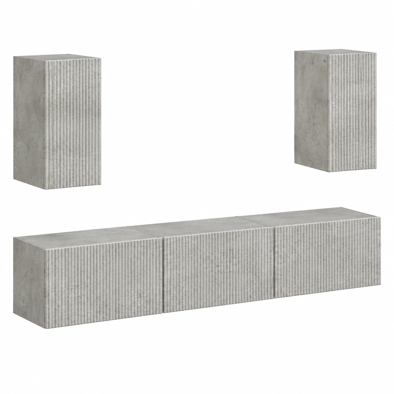 Set TV Board da parete in cemento grigio in legno 60 × 31 × 29,5 cm moderno basso per un intrattenimento completo e salvaspazio, per soggiorno
