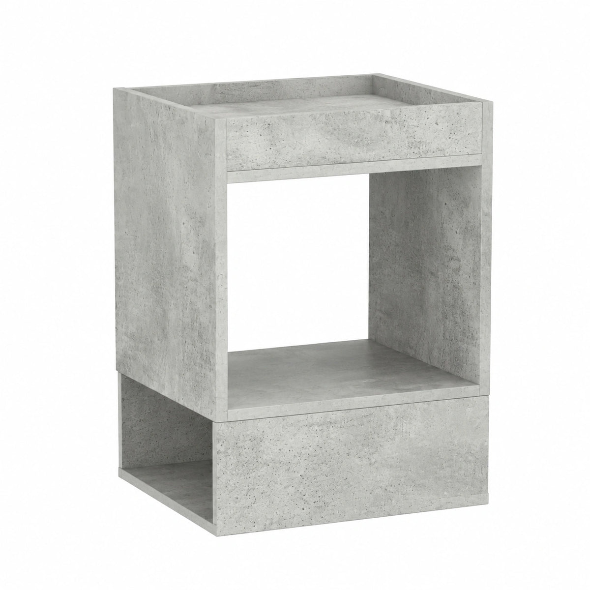 Set di 2 tavolini in cemento grigio, 40 × 40 × 56 cm, in legno, moderno per soggiorno, mobili robusti