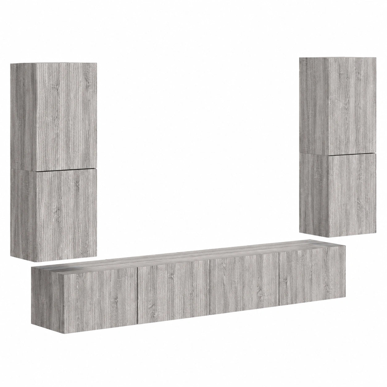 Set di mobili per TV, montaggio a parete, 4 pezzi, in legno Sonoma grigio, 30 × 31 × 60 cm