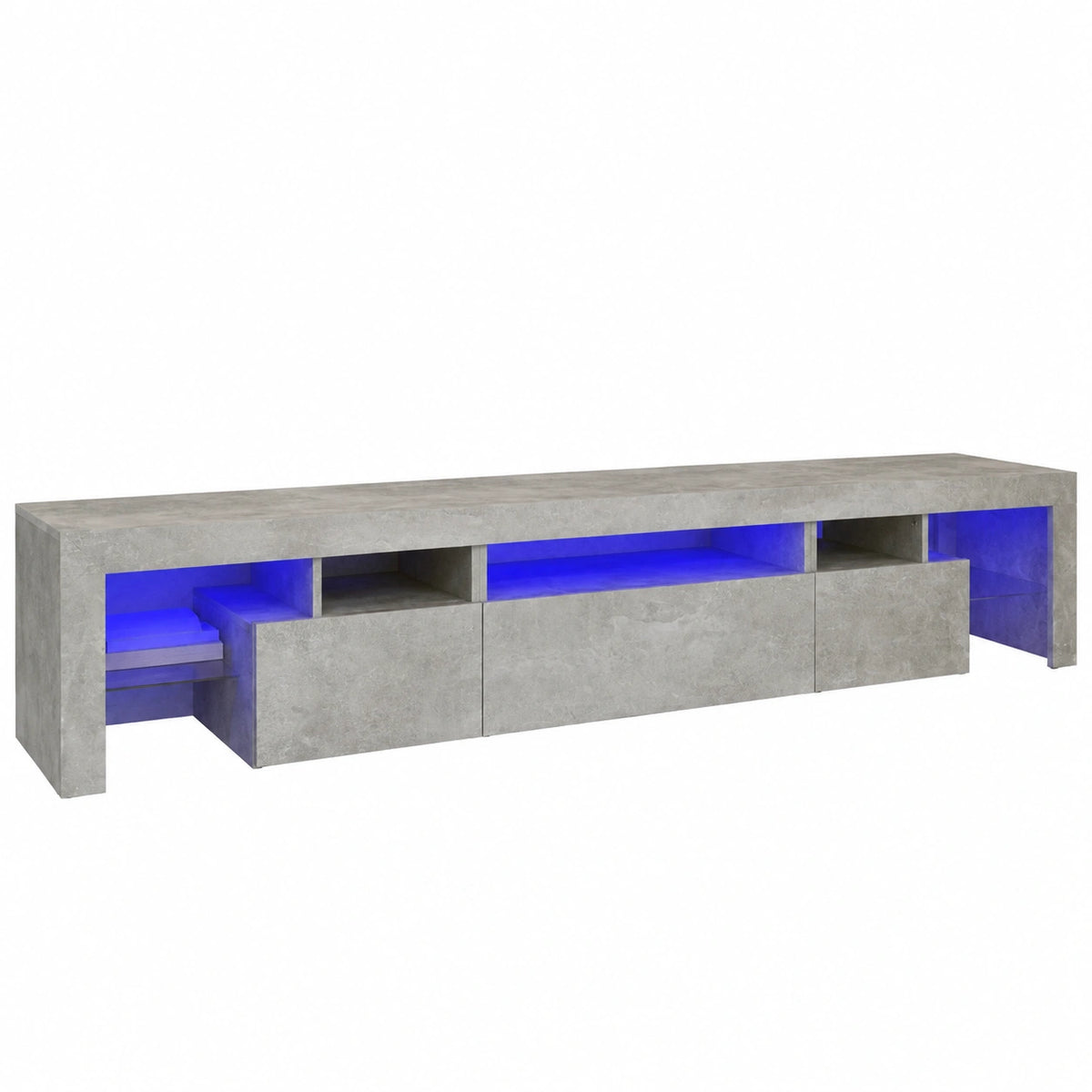 Mobile Porta TV con Luci LED, Mobile Televisore Moderno, Mobiletto TV, Mobile TV Soggiorno in Legno, Grigio Cemento 215 × 36.5 × 40 cm